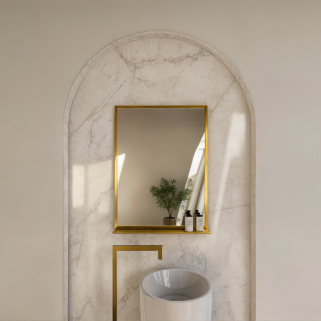 Gold Window - Mirror with Shelf for Bathroom